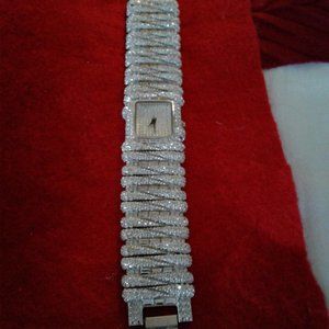 ADRIENNE, SILVER COLOR, RHINESTONES, FOLD OVER CLASP CLOSURE, LADIES WATCH